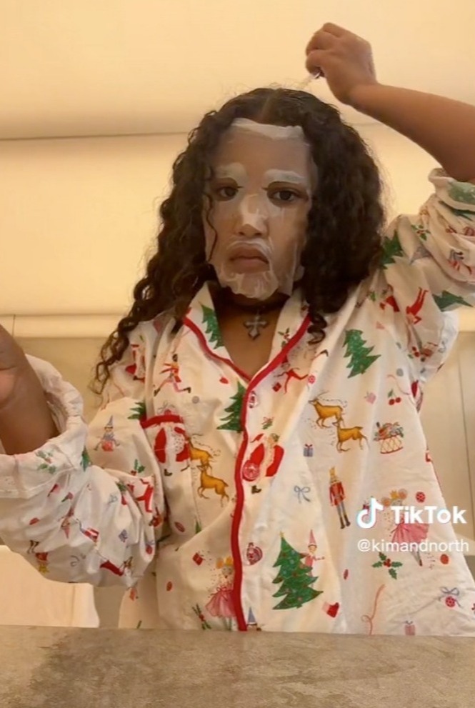 In a TikTok video posted in 2022, North was seen applying a disposable face-mask and using SKKN products