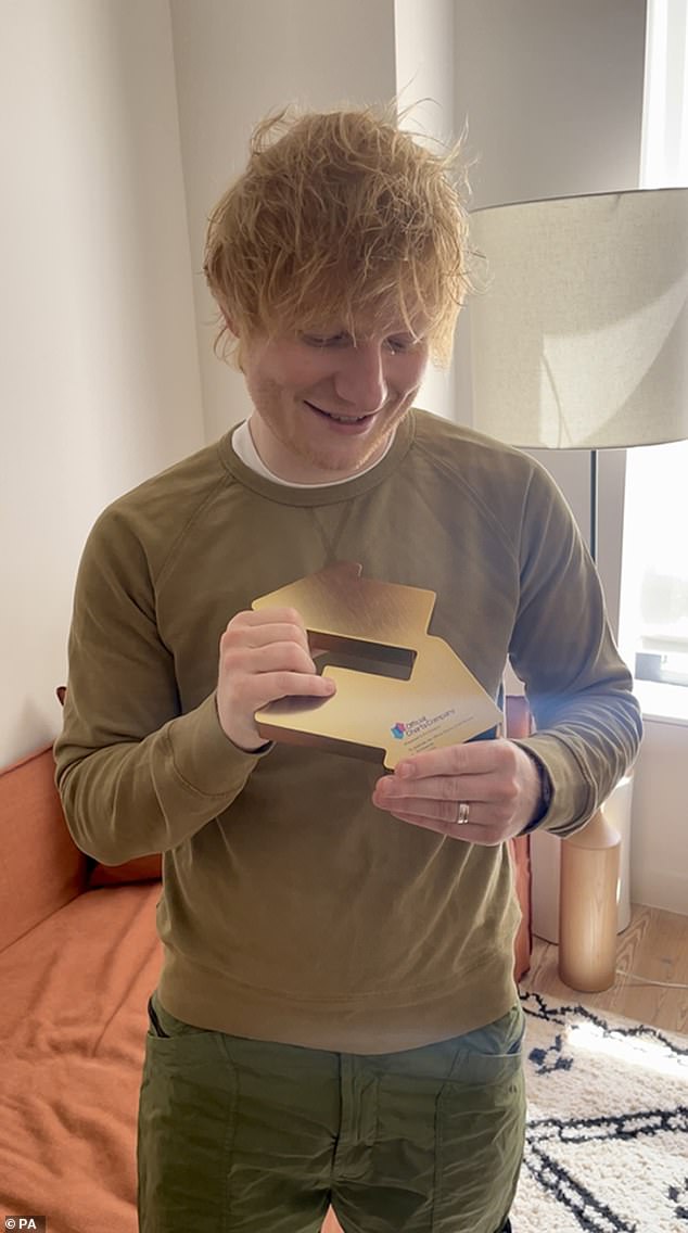 Congratulations: Ed's latest album Subtract topped the UK music charts last week following a backdrop of challenging life events