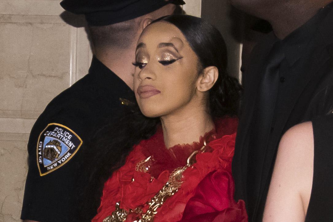  Cardi B was seen with a huge bump above her left eye following a brawl with Nicki Minaj