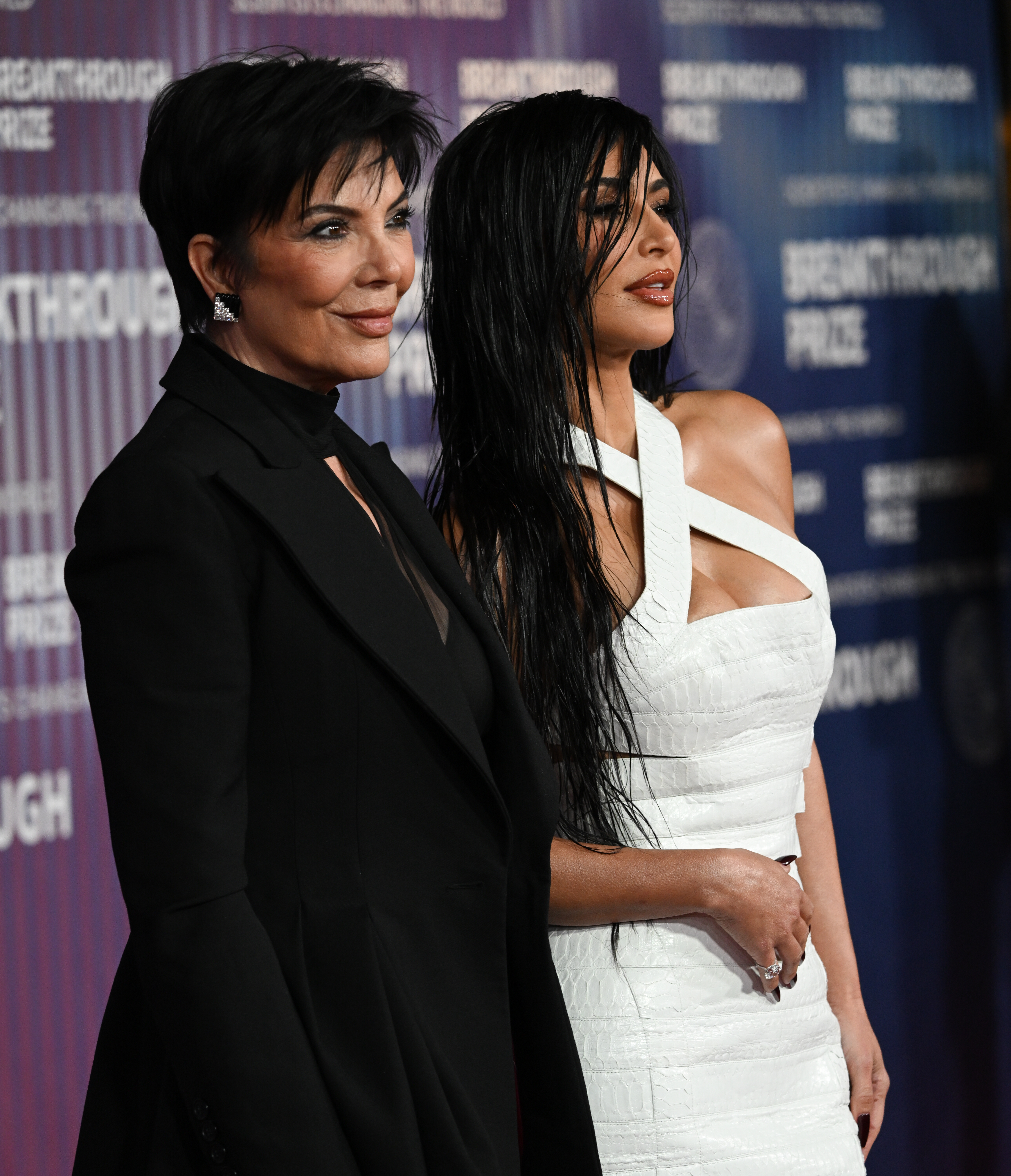 Kris (L) and Kim Kardashian (R) at the Breakthrough Prize Awards in April 2024