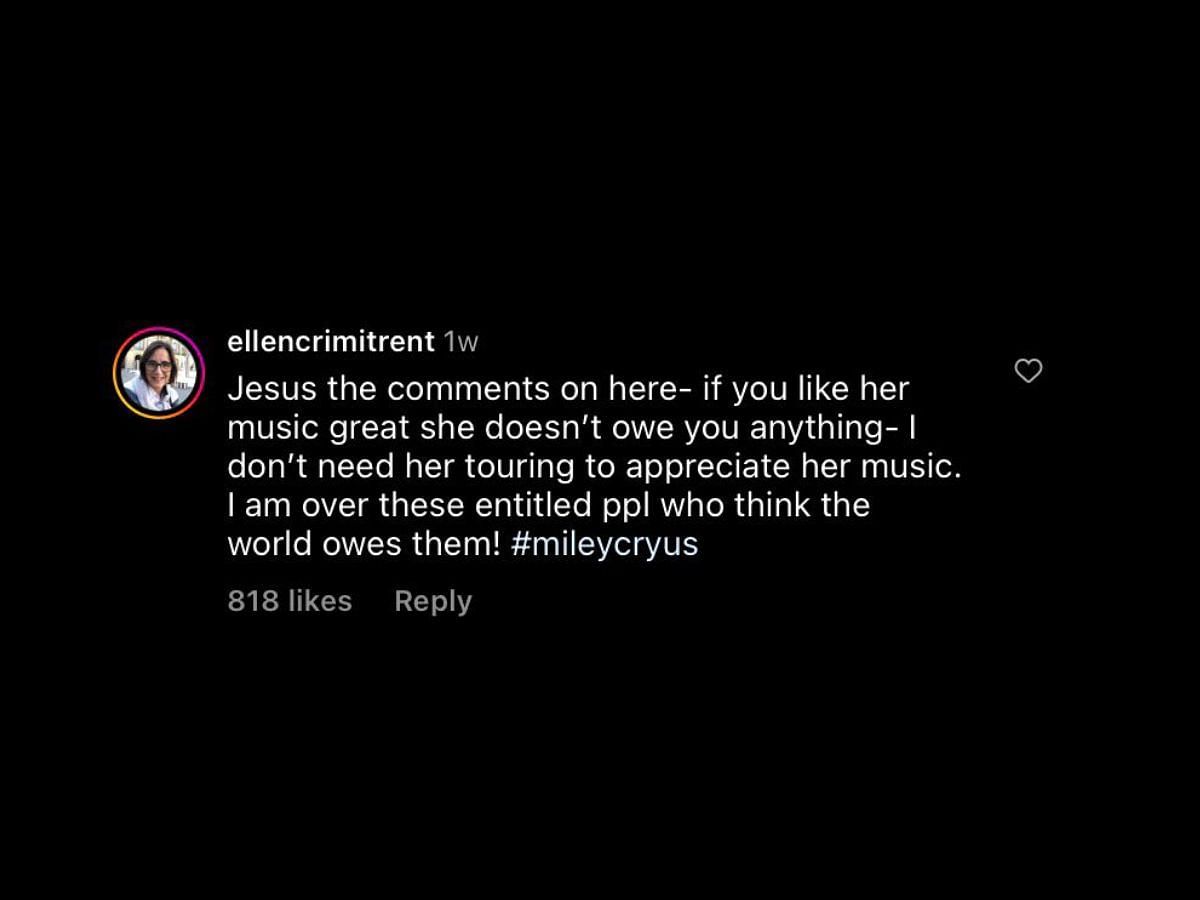 Miley's fans come forward in support (Image via Instagram/ @mileycyrus)