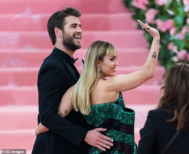 Just married: Miley and Liam married in a secret wedding on December 23, 2018, with their nearest family and friends at their home in Franklin, Tennessee (pictured at the Met Gala in May 2019)