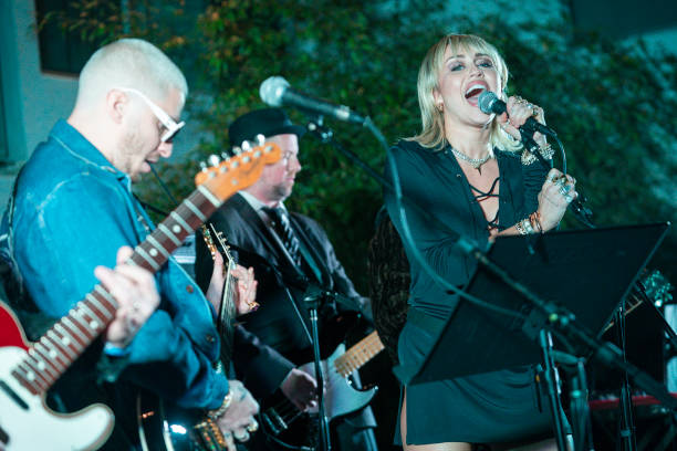 Miley Cyrus performs at the Sunset Marquis on February 08, 2020 in West Hollywood, California.