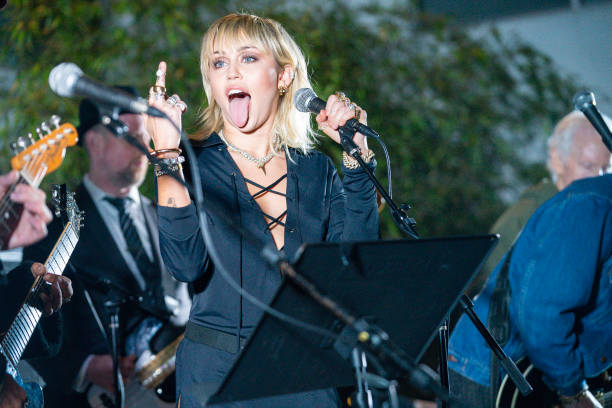 Miley Cyrus performs at the Sunset Marquis on February 08, 2020 in West Hollywood, California.