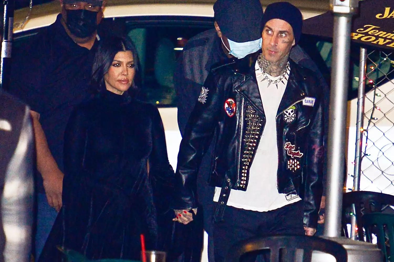 Kourtney Kardashian and Travis Barker are seen on February 25, 2022 in Los Angeles, California.