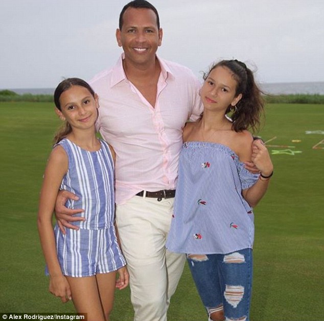 Growing family: A-Rod's daughters Natasha and Ella are from his relationship with ex-wife Cynthia Scurtis, which lasted from 2002 to 2008