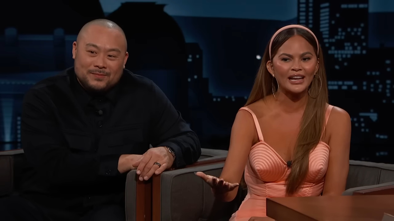 Chrissy Teigen and David Chang on "Jimmy Kimmel Live!"