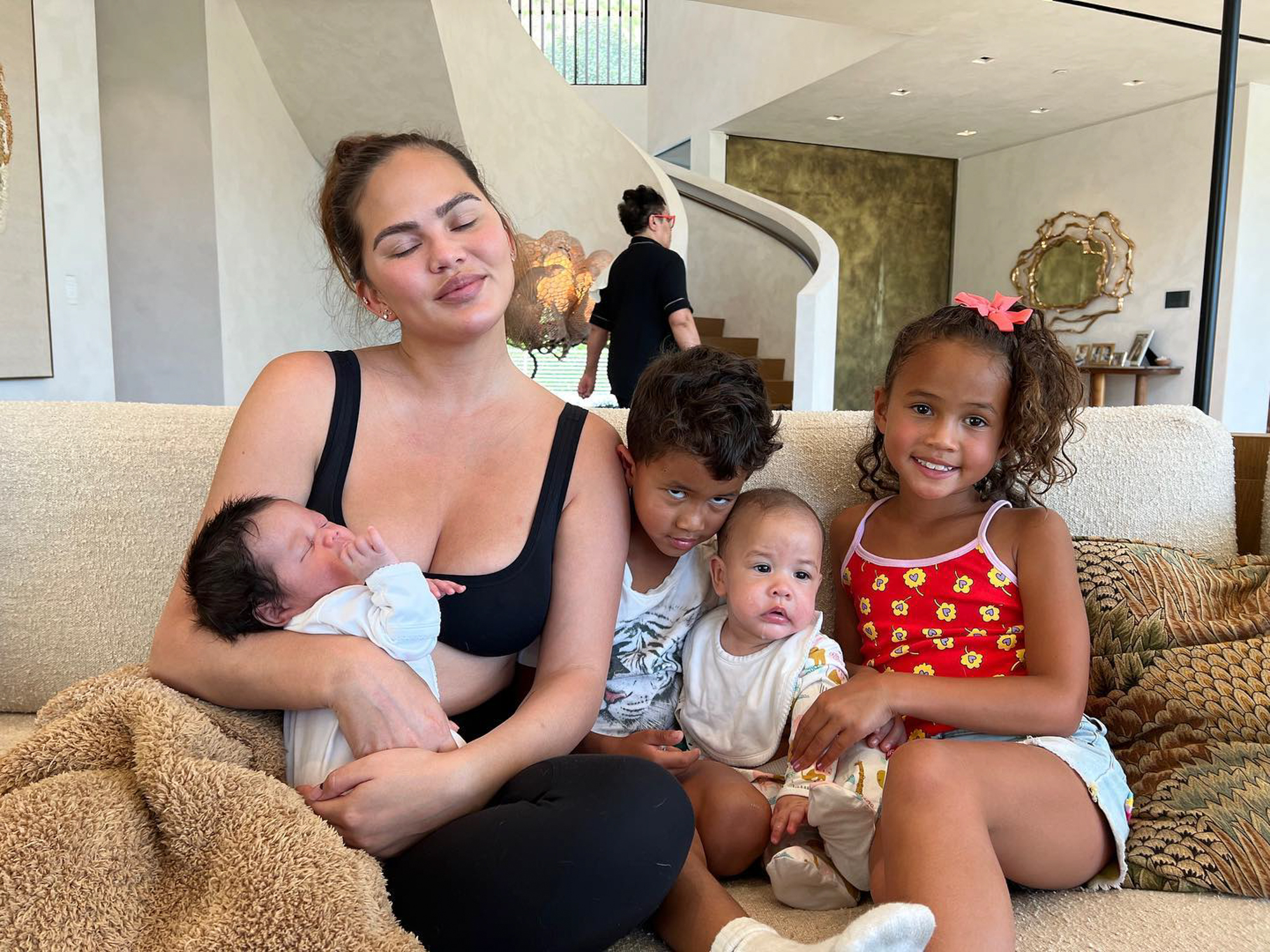 Chrissy Teigen and her 4 kids.