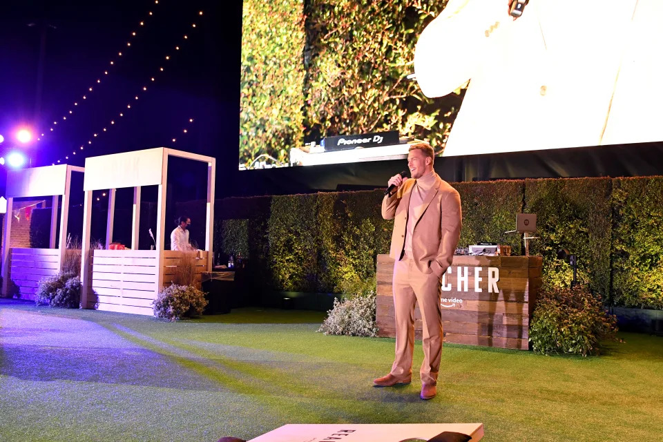 Alan Ritchson speaks during Prime Video’s “Reacher” Los Angeles premiere. - Credit: Getty Images for Amazon Studios