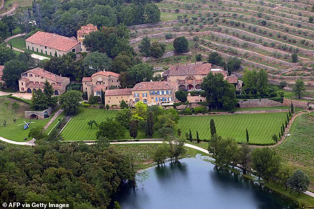 The couple have been spending the summer at Chateau Miraval, the French winery the actor once shared with ex-wife Angelina (pictured)