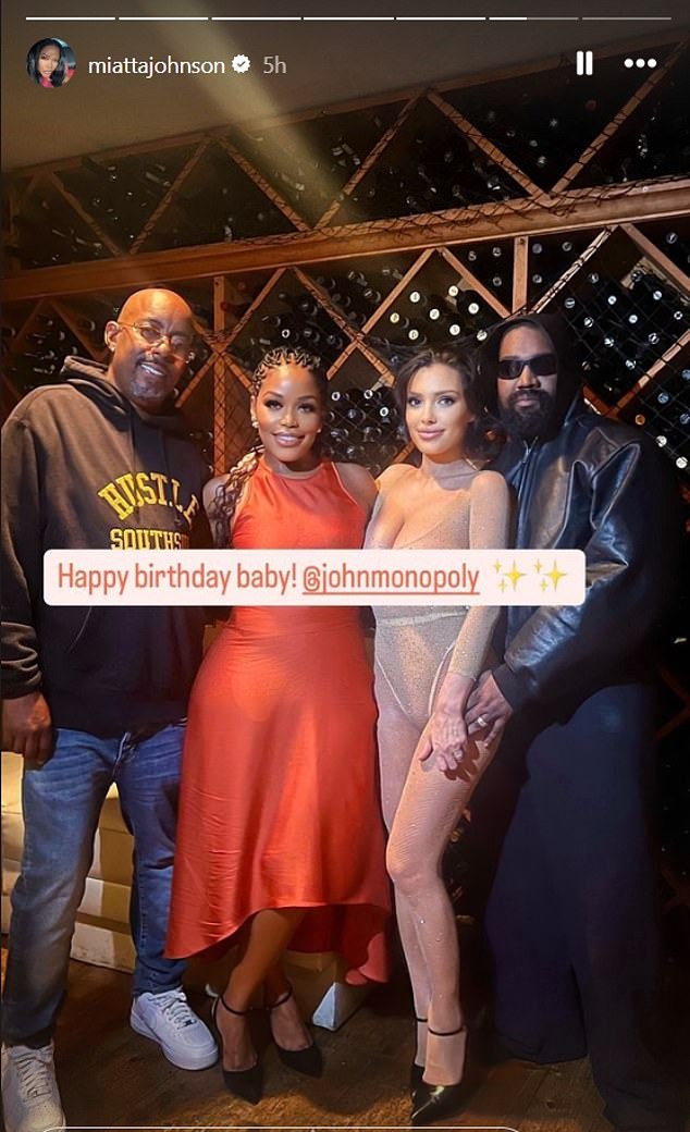 The 47-year-old Chicago-bred music artist and Australian architect, 29, spent the evening with friends as they celebrated manager John Monopoly's birthday