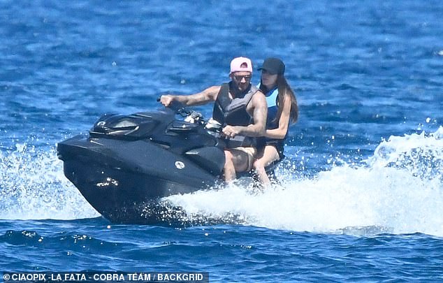 The footballer had a need for speed as he tore through the waves on the jet ski