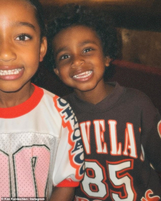 The proud mom of four also shared a photo of Chicago and Psalm posing for a sweet smiling snapshot