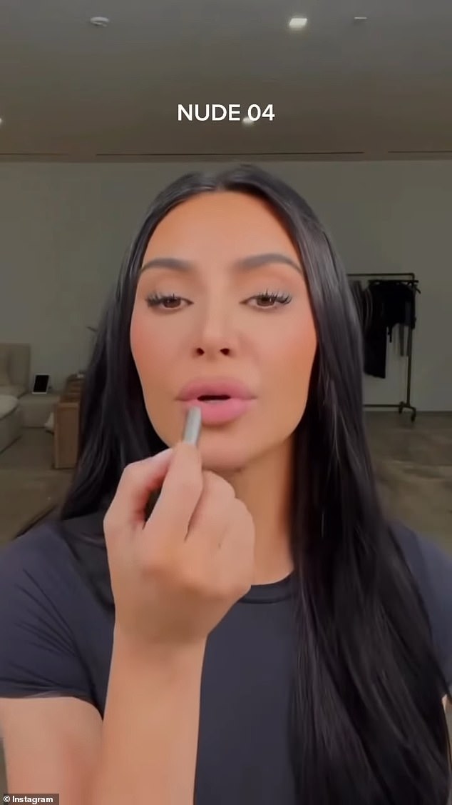 Kim also tried on a few different shades of her lip liner for her Instagram followers in another clip