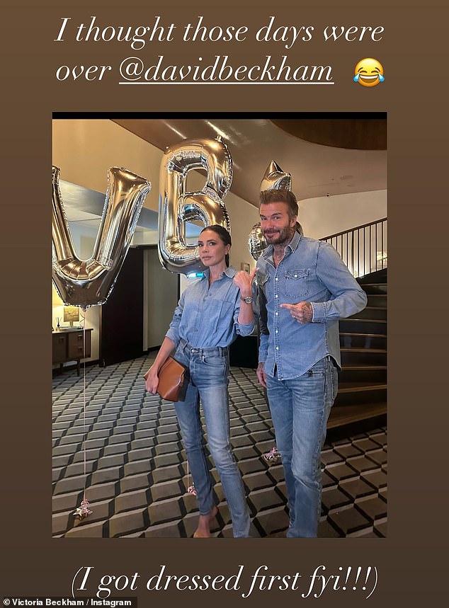 They're back at it! Victoria and David stepped out in matching double denim outfits last week and shared a snap showing off their twinning ensembles to Instagram