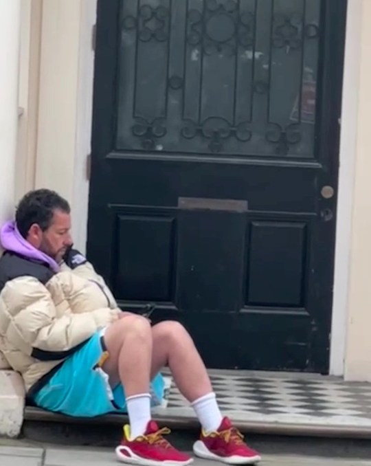 Adam Sandler outside Claridges in Mayfair.