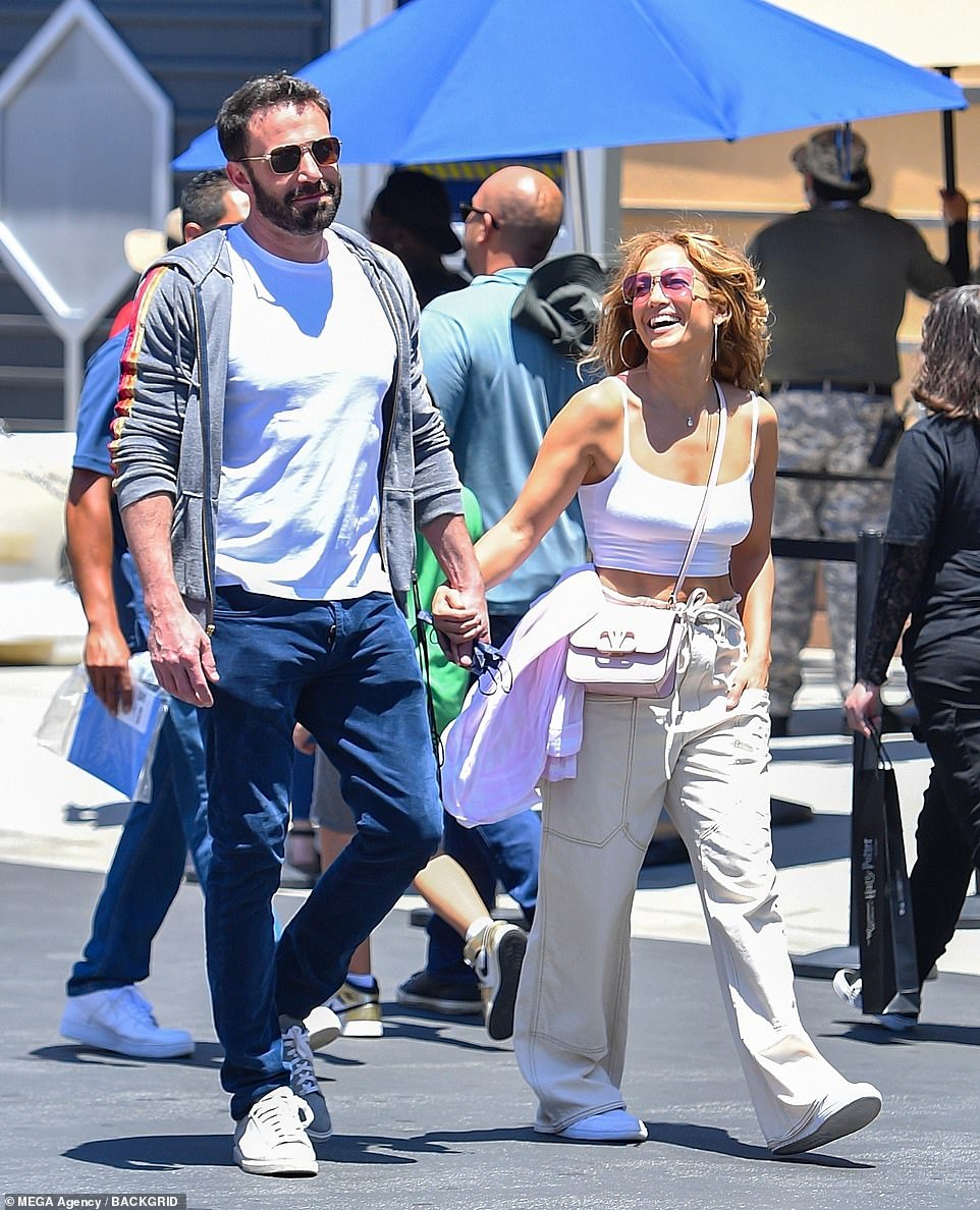 Love! Ben Affleck and Jennifer Lopez look smitten while enjoying a day at Universal Studios Hollywood on Friday