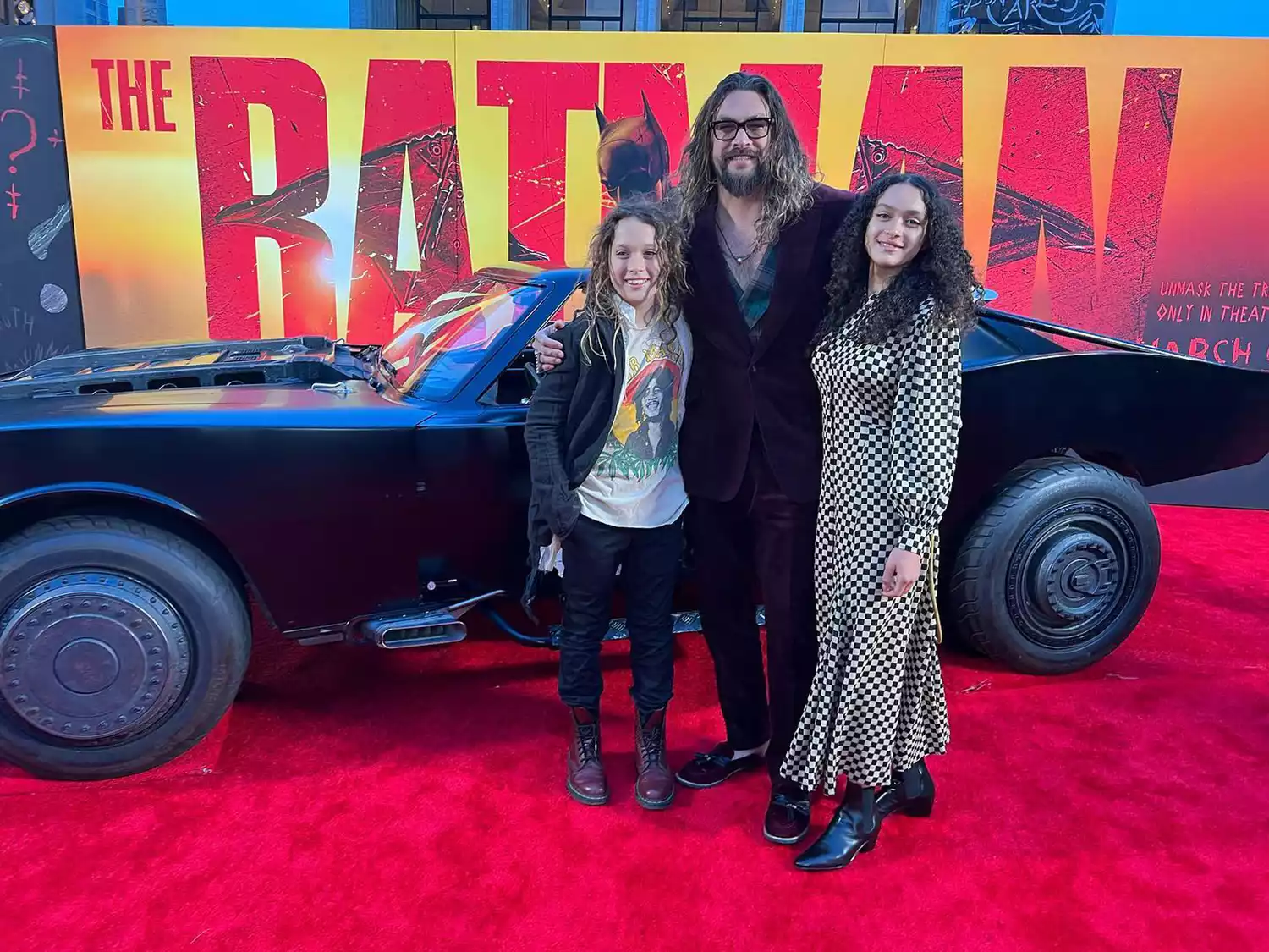 Jason Momoa and Kids at Batman Premiere