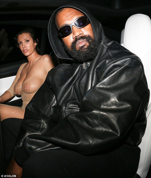 Kanye West's wife of nearly two years, Bianca Censori, put on a racy display for a night out with the rapper in Los Angeles