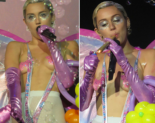 Miley Cyrus fuma erba sul palco di New York | Gossip