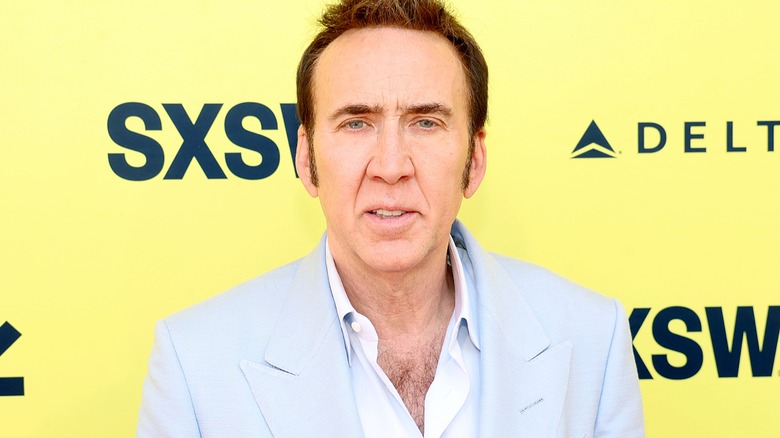 Nicolas Cage staring ahead